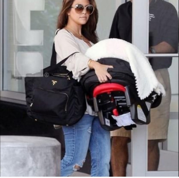 AUTHENTIC PRADA BLACK & GOLD DIAPER BAG BABY PURSE $2300 - Picture 2 of 13